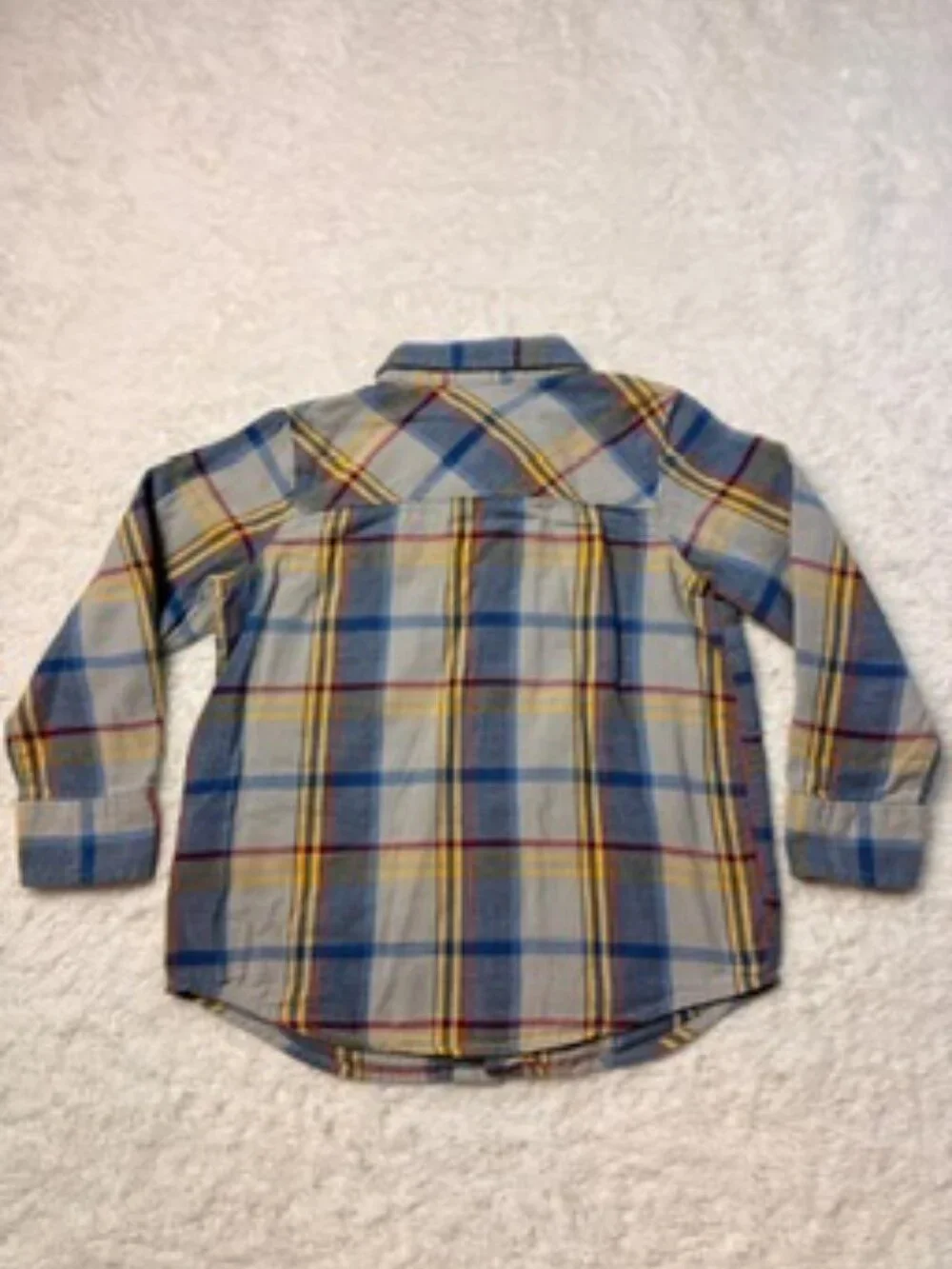 Old Navy Boys Blue Plaid Button Up Shirt 5T Long Sleeve Cotton Flannel Holiday